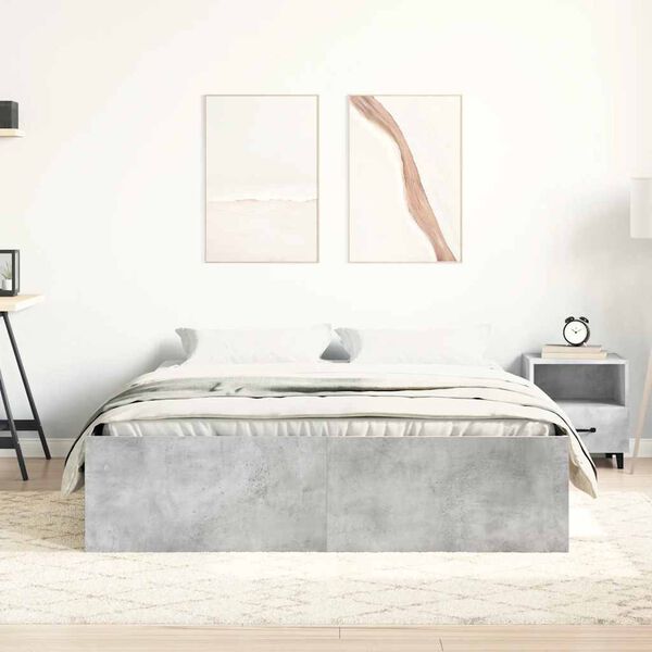 vidaXL Bed Frame without Mattress Concrete Grey 135x190 cm Double Double