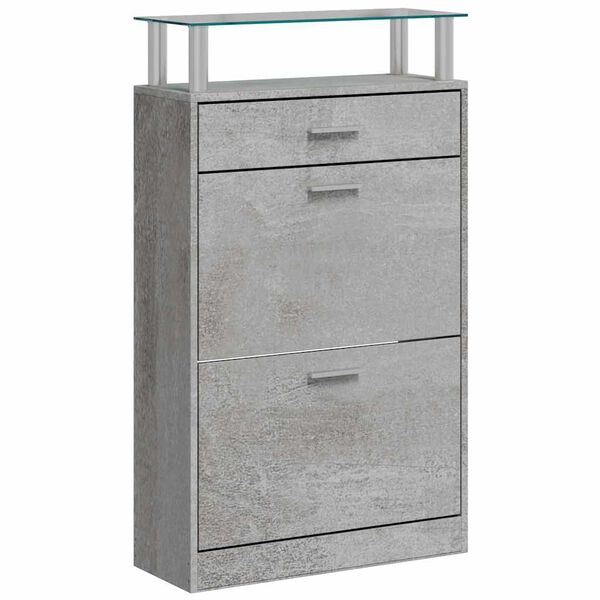 vidaXL Shoe Cabinet Concrete Grey 63x24x104 cm Engineered Wood