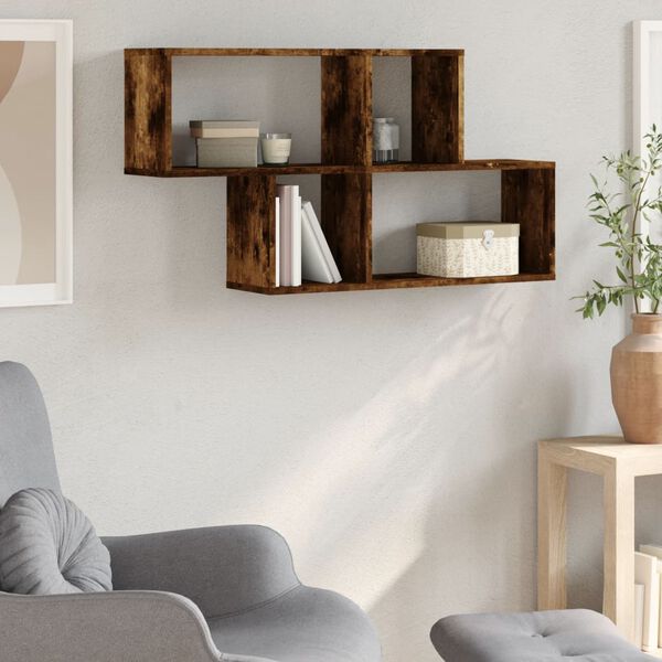 vidaXL Wall Shelf Smoked Oak 100x20x53 cm Engineered Wood
