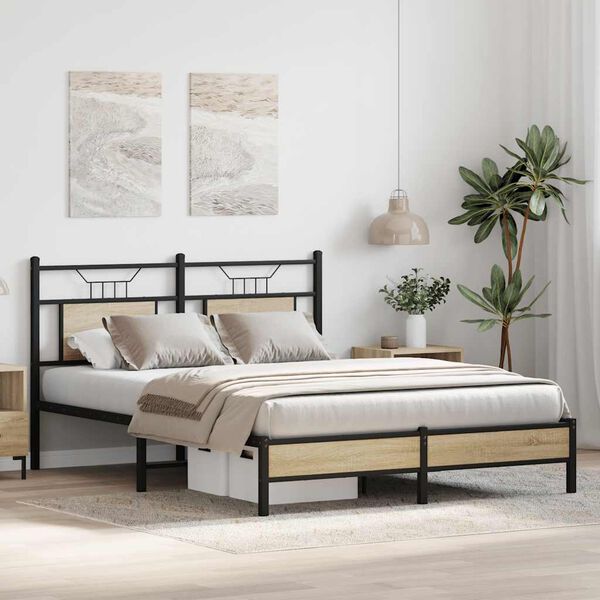 vidaXL Bed Frame without Mattress Sonoma Oak 140x200 cm Engineered Wood