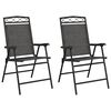 vidaXL Folding Garden Chairs 2 pcs Melange Grey Steel and Textilene