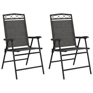 vidaXL Folding Garden Chairs 2 pcs Melange Grey Steel and Textilene