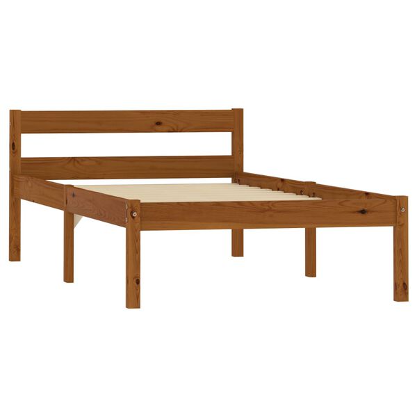 vidaXL Bed Frame without Mattress Honey Brown Solid Wood 90x200 cm (283208+321987)