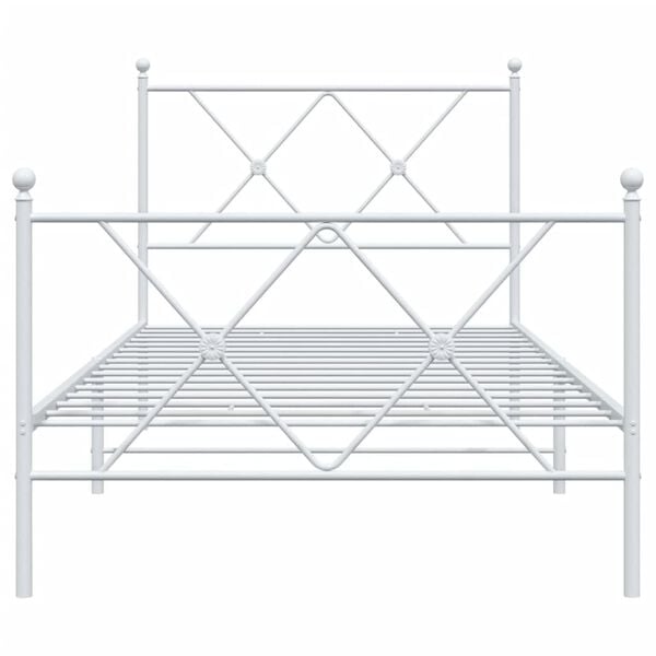 vidaXL Metal Bed Frame without Mattress with Footboard White 90x200cm