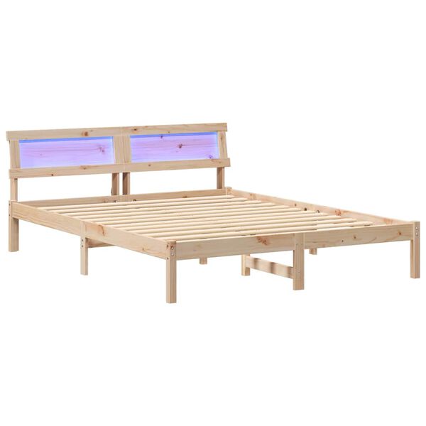 vidaXL Bed Frame with Headboard Brown 150 x 200 cm Solid Pine Wood