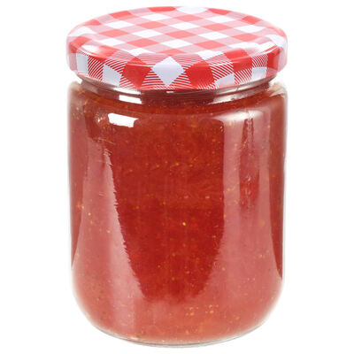 vidaXL Glass Jam Jars with White and Red Lid 48 pcs 230 ml