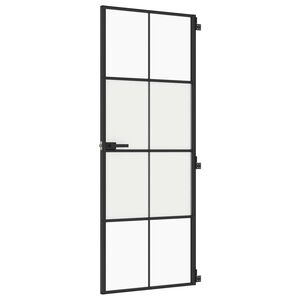 vidaXL Interior Door Slim Black 76x201.5 cm Tempered Glass and Aluminium