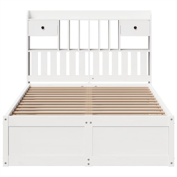 vidaXL Bed Frame without Mattress White 135x190 cm Double Solid Wood Pine