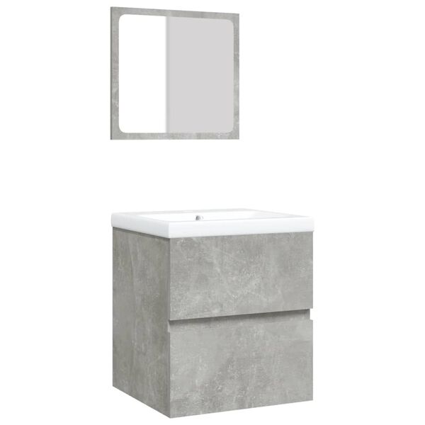vidaXL Bathroom Sink Cabinet with Basin and Mirror Concrete Grey