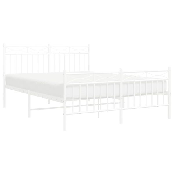 vidaXL Metal Bed Frame without Mattress with Footboard White 135x190cm