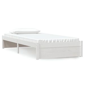 vidaXL Bed Frame without Mattress White Solid Wood 90x200 cm