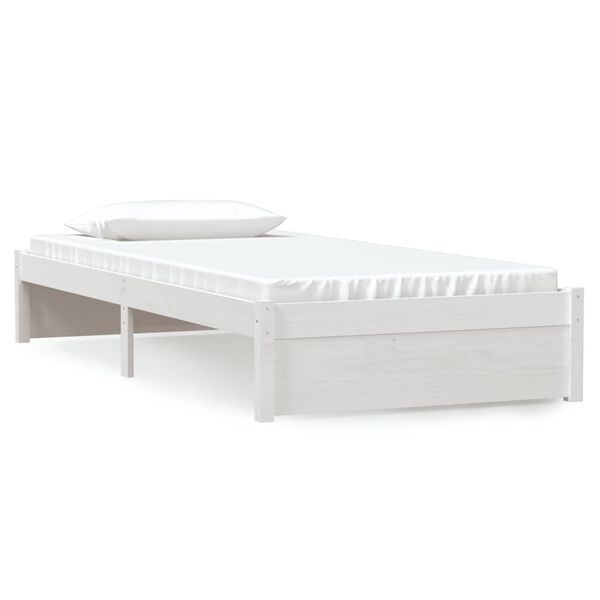 vidaXL Bed Frame without Mattress White Solid Wood 90x200 cm