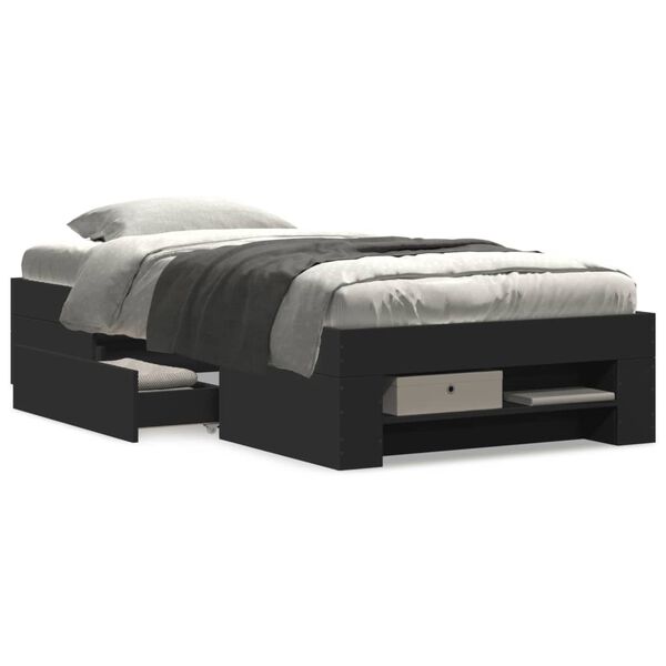 vidaXL Bed Frame without Mattress Black 90x190 cm Single Engineered Wood