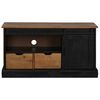 vidaXL TV Cabinet HALDEN with Sliding Door Black 110x40x60 cm Solid Wood