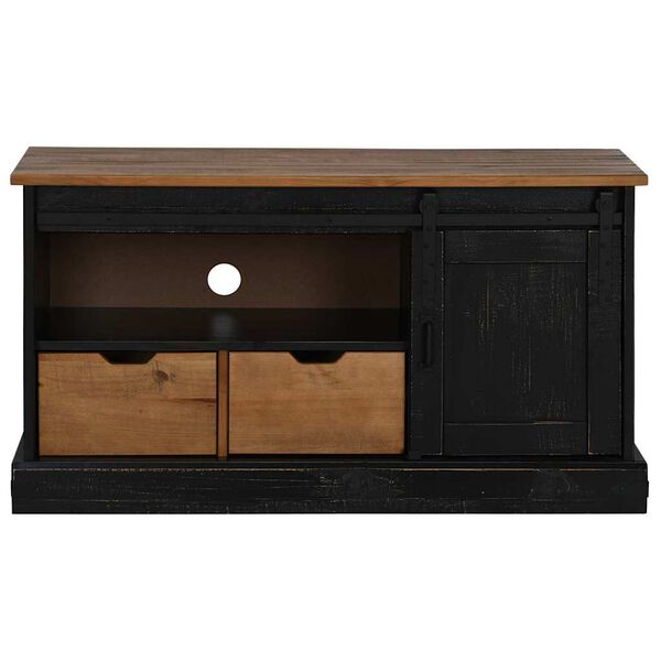 vidaXL TV Cabinet HALDEN with Sliding Door Black 110x40x60 cm Solid Wood