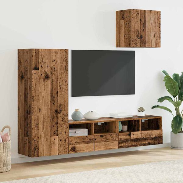 vidaXL TV Wall Units 4 pcs Old Wood Engineered Wood