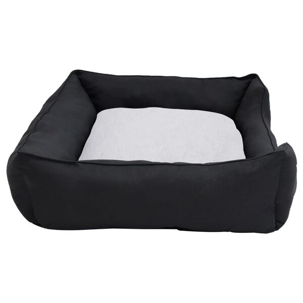 vidaXL Dog Bed Black and White 65x50x20 cm Linen Look Fleece