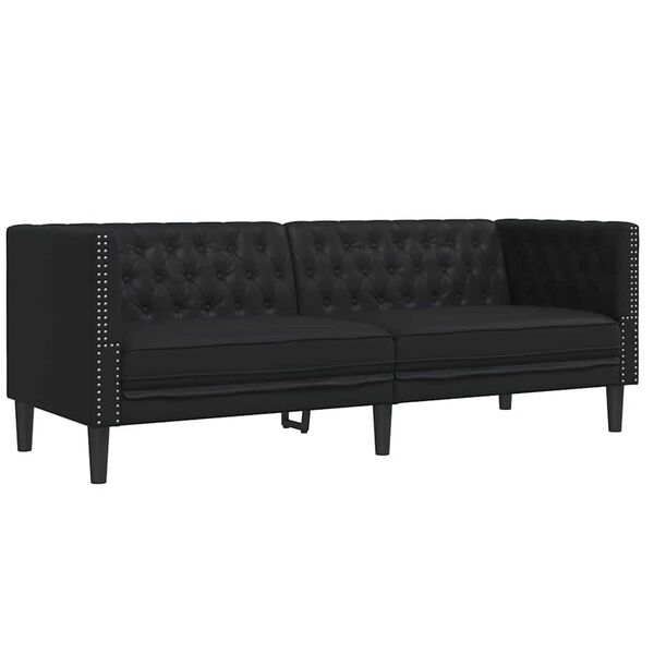 vidaXL Living Room Couch 2 pcs Black 194 x 74.5 x 70.5 cm Faux Leather