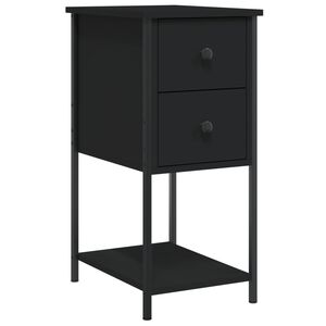 vidaXL Bedside Cabinet Black 32x42x70 cm Engineered Wood