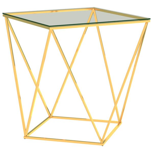 vidaXL Coffee Table Gold and Transparent 50x50x55 cm Stainless Steel