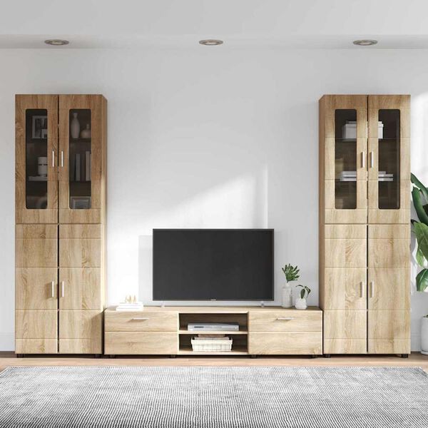 vidaXL TV Cabinet Set with Drawer with Door Sonoma Oak Engineered Wood