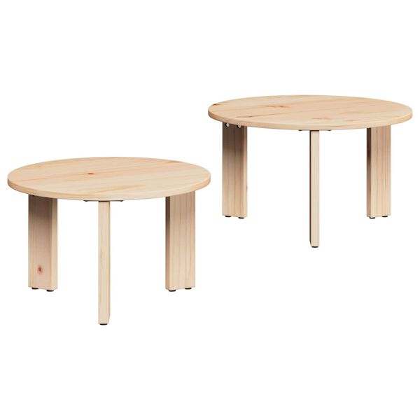vidaXL Coffee Table 2 pcs Natural Solid Pine wood