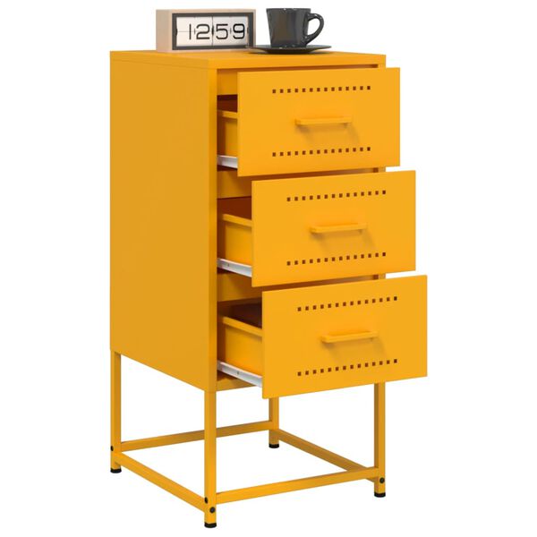 vidaXL Bedside Cabinet Mustard Yellow 36x39x78 cm Steel