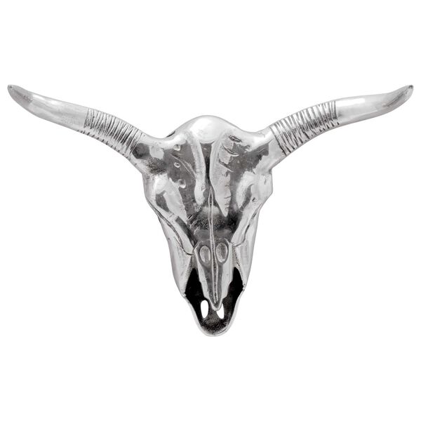 vidaXL Bull Skull Silver 49 x 10 x 36 cm Aluminium