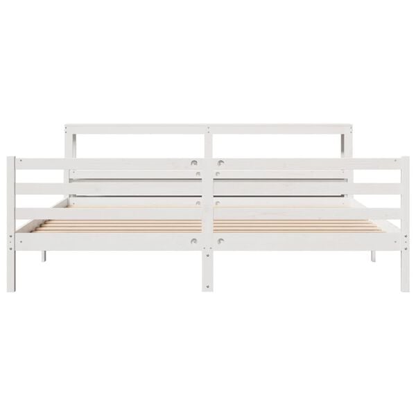 vidaXL Bed Frame with Headboard without Mattress White 180x200 cm Super King