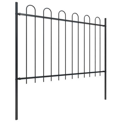vidaXL Garden Fence with Hoop Top Steel 17x1.2 m Black