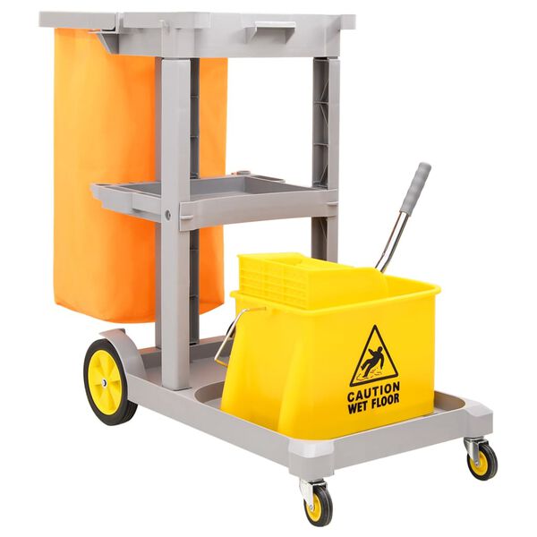 vidaXL Cleaning Trolley with Mop Bucket Polypropylene