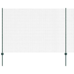 vidaXL Welded Wire Fence with Posts 25 x 1.5 m PVC-Coated Steel Green