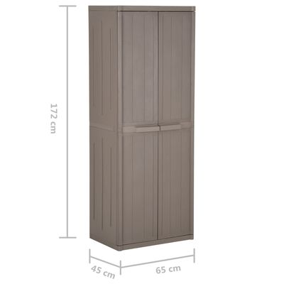 vidaXL Garden Storage Cabinet Brown 65x45x172 cm PP Wood Look
