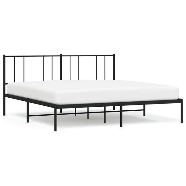 vidaXL Metal Bed Frame without Mattress with Headboard Black 183x213cm