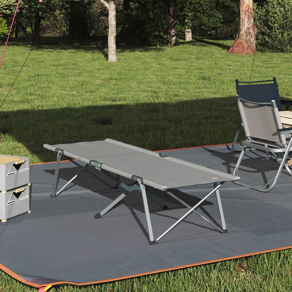 vidaXL Folding Camping Bed Folding Grey 62 x 194 x 42 cm Oxford fabric