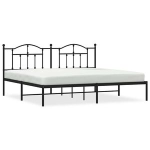 vidaXL Metal Bed Frame without Mattress with Headboard Black 193x203cm