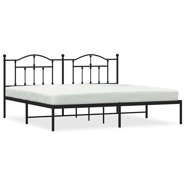 vidaXL Metal Bed Frame without Mattress with Headboard Black 193x203cm
