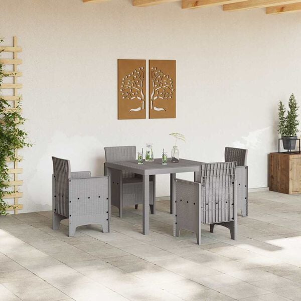 vidaXL Garden Dining Table Light Grey 100 x 100 x 73 cm Poly Rattan