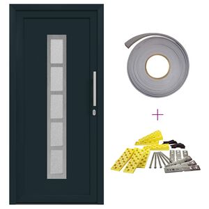 vidaXL Front Door 108 x 208 cm PVC Anthracite