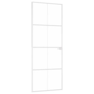 vidaXL Interior Door White 76x201,5 cm Tempered Glass&Aluminium Slim