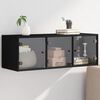 vidaXL Wall Cabinet with Glass Doors Black 102x37x35 cm
