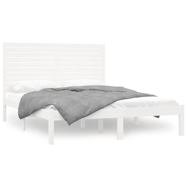 vidaXL Bed Frame without Mattress White 140x200 cm Solid Wood