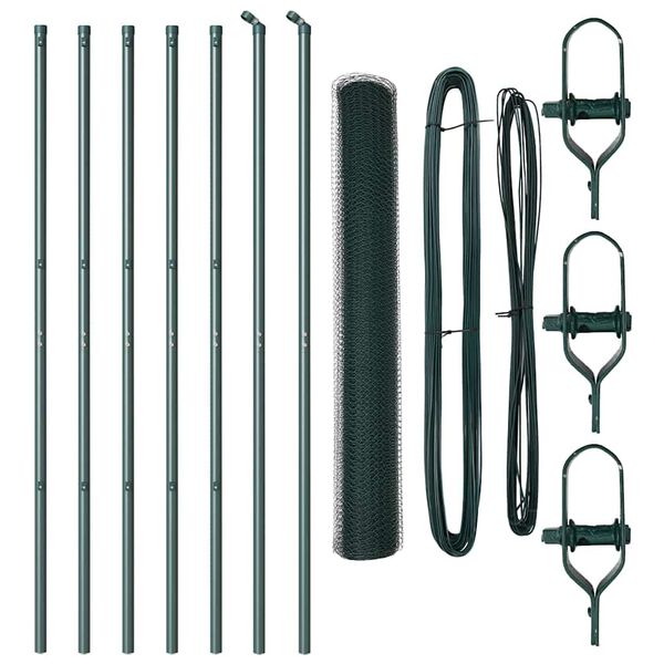 vidaXL Fence Post Green 10 x 1.4 m (25 mm mesh) Steel and PVC