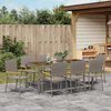 vidaXL Garden Dining Set 9 pcs Grey Poly Rattan