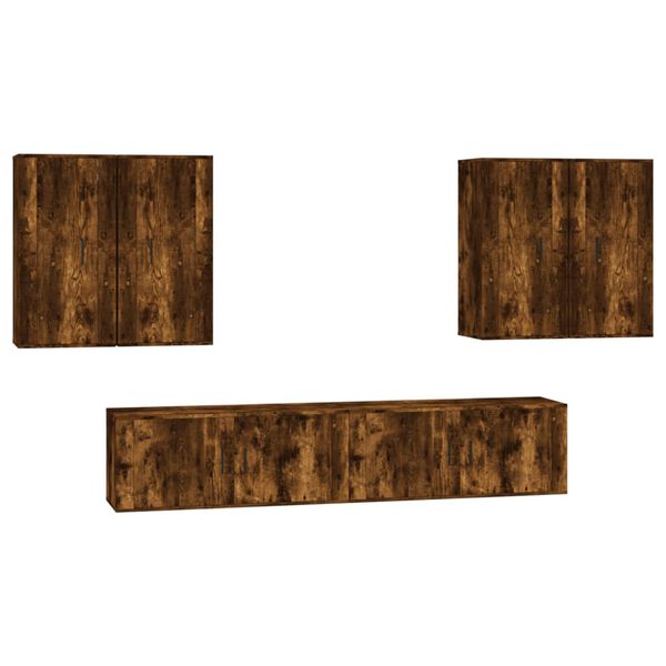 vidaXL 6 Piece TV Cabinet Set Smoked Oak Engineered Wood