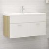 vidaXL Sink Cabinet White and Sonoma Oak 90x38.5x46 cm Engineered Wood