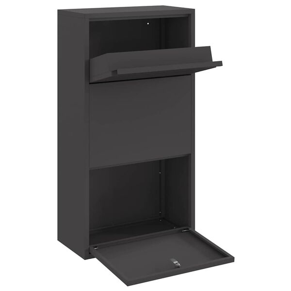 vidaXL Parcel Drop Box with Storage Black 44 x 22 x 82 cm Steel
