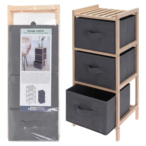 H&S Collection Storage Cabinet with 3 Storage Boxes Dark Grey