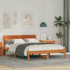 vidaXL Bed Frame with Headboard Wax Brown 140 x 190 cm Solid Pine Wood