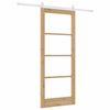 vidaXL Sliding Door Natural 83 x 202 cm Solid Pine Wood and Glass